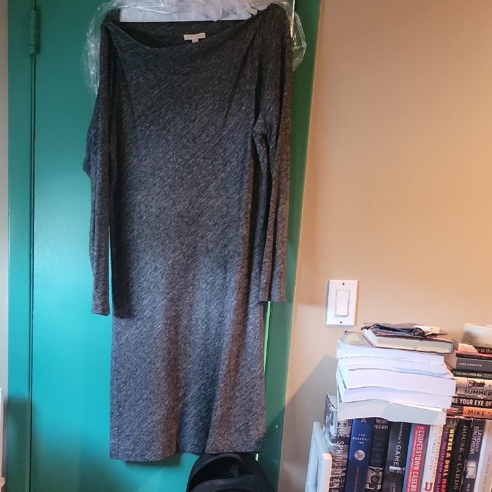 Eileen Fisher Gray Asymmetrical Long Sleeve Sheath Dress